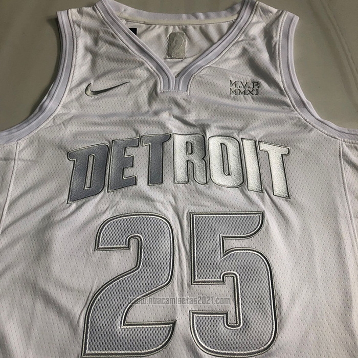 Camiseta Detroit Pistons Derrick Rose #25 MVP Blanco